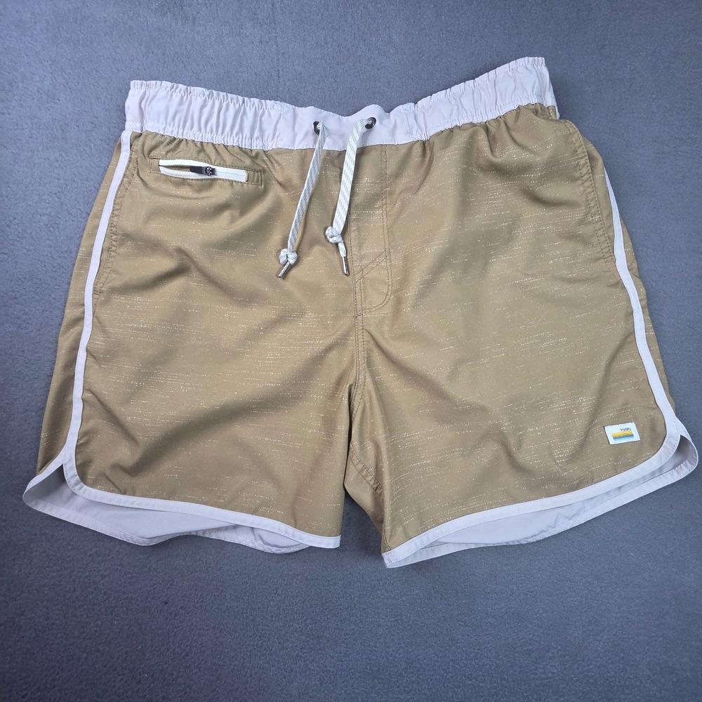 Vuori Mens Tan Board Shorts Elastic Waist Swim Trunks Size Large